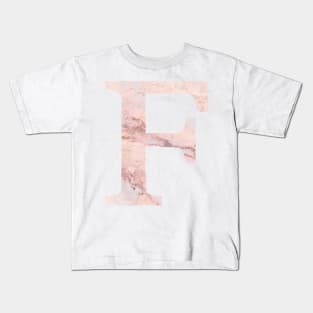 The Letter F Pink Marble Kids T-Shirt